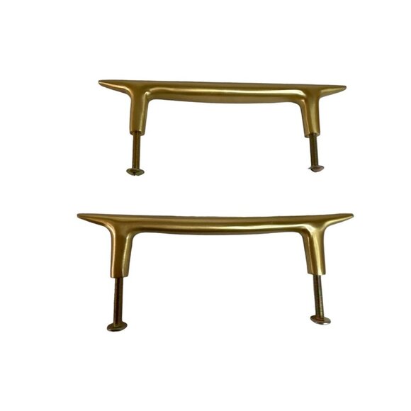 Set Of 4 Mid-Century Modern Brass Cabinet Drawer Pulls - Picture 2 of 6